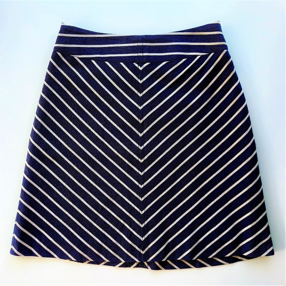 THE LIMITED Chevron Striped A-Line Skirt, Navy